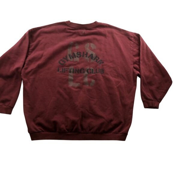 Gymshark Mens Sweatshirt XXL Lifting Club Fleece Pullover Burgundy Activewear - Picture 2 of 16